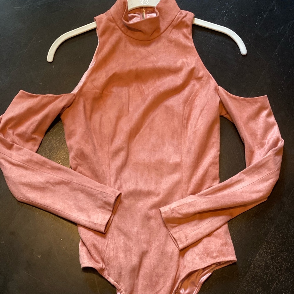 Pink suede bodysuit xs